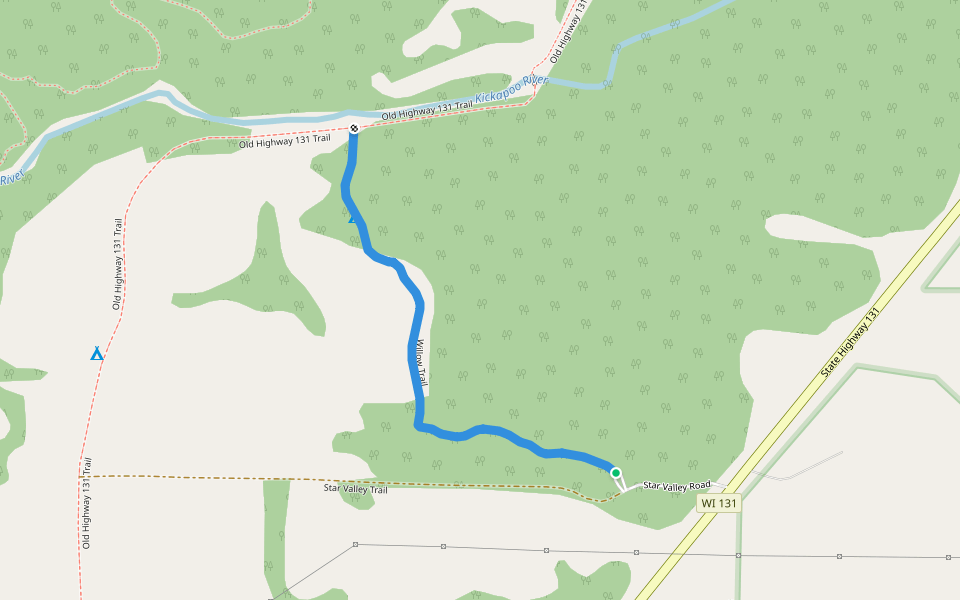 Willow Trail walking route map in La Farge