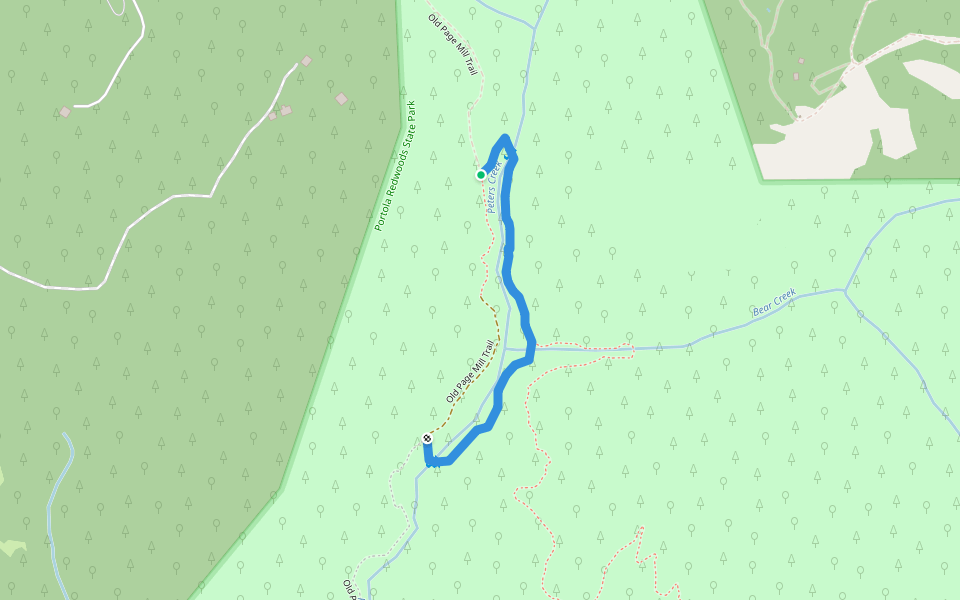 Peters Creek Loop Trail walking route map in La Honda