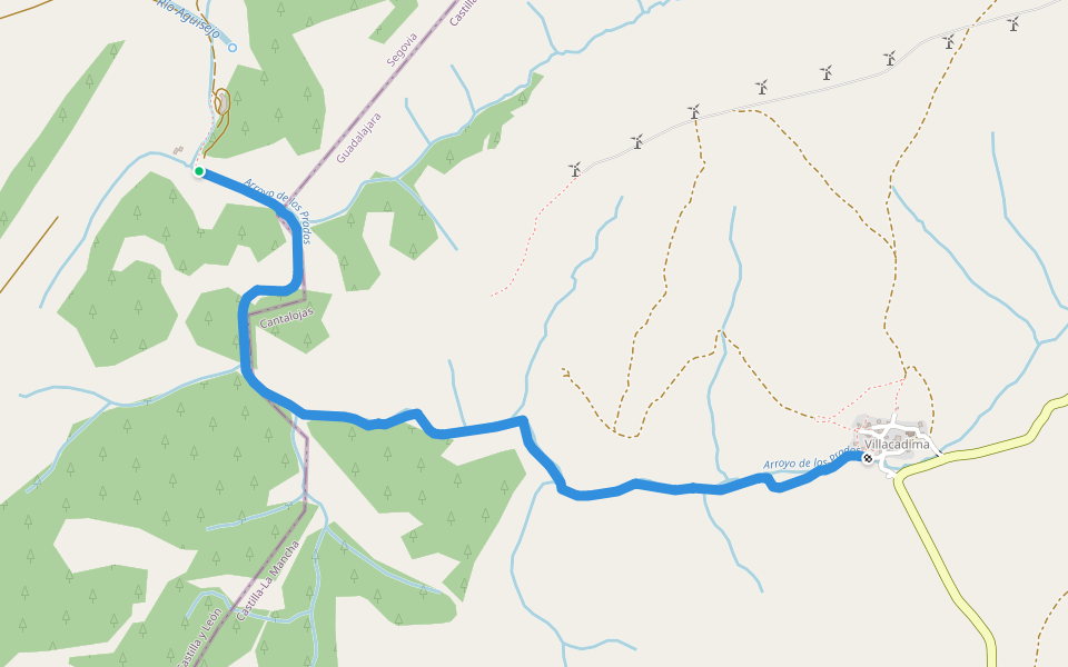 Senda Villacadima-Grado walking route map in Ayllón