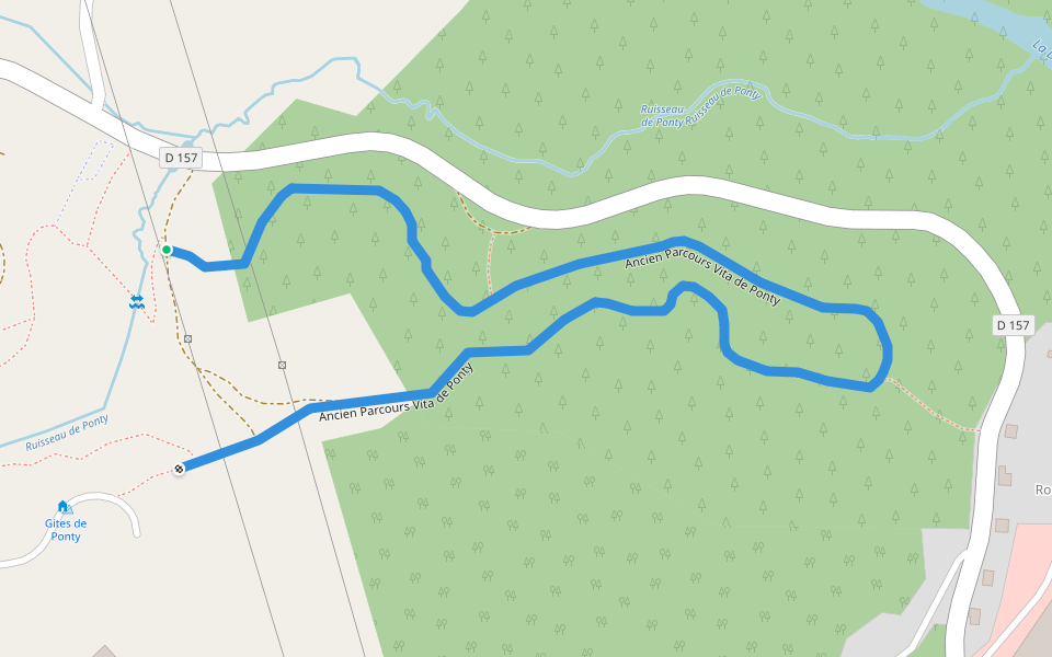 Ancien parcours Vita de Ponty walking route map in Ussel