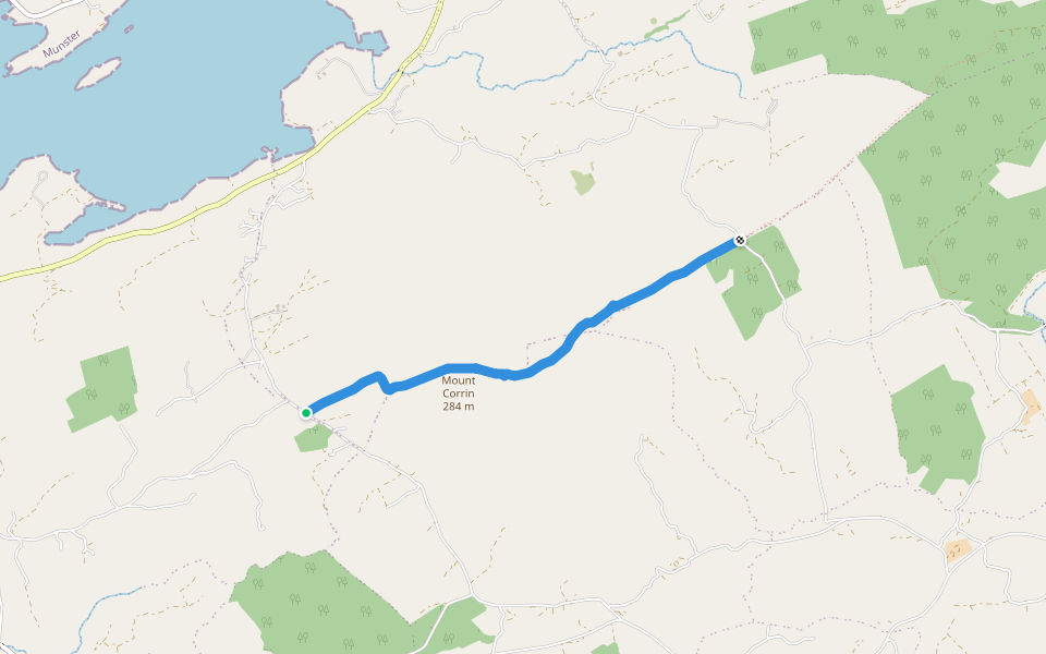Mount Corrin Loop walking route map in Mine Cross