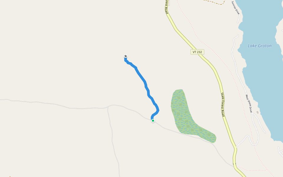 Silver Ledge Trail walking route map in Groton