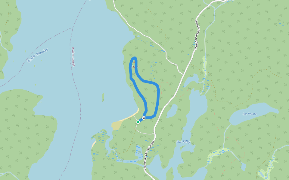 Sentier du Kilby walking route map in Rivière-Rouge