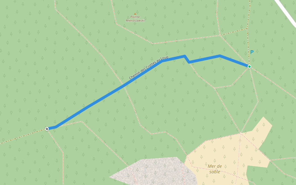 Chemin des Crottes au Loup walking route map in Nemours