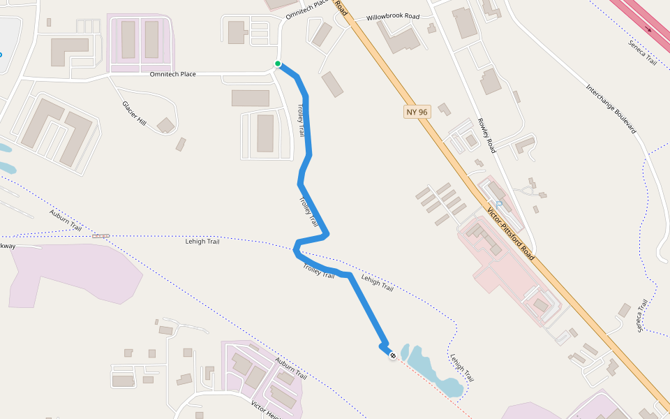 Trolley Trail walking route map in Victor