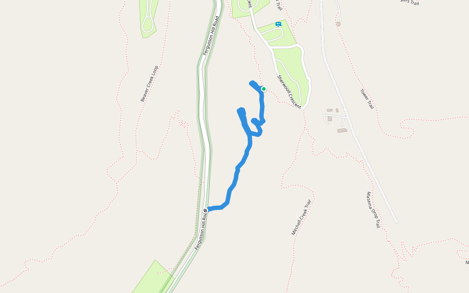 Elkwater to Ferguson Hill Campground walking route map in Elkwater