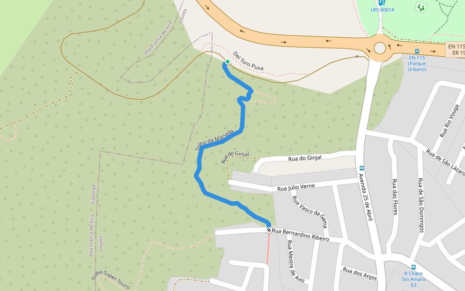 Trilho da Manada walking route map in Santa Iria de Azoia