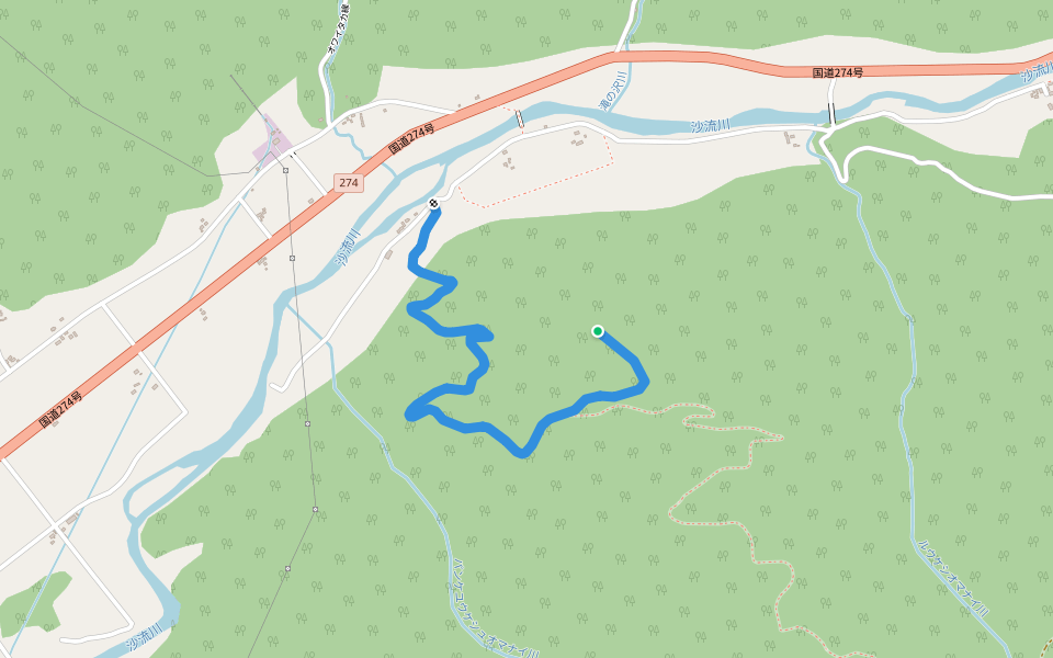 沙流川左岸1号線 walking route map in Hidaka