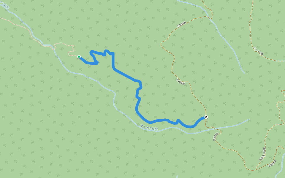 サンナコロ林道 walking route map in Hidaka