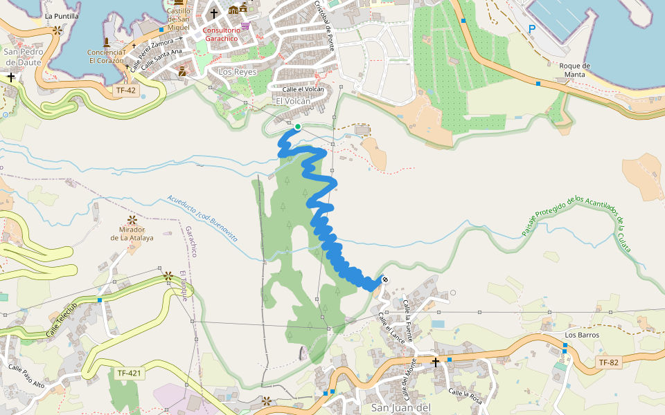 Camino el Lance walking route map in Garachico