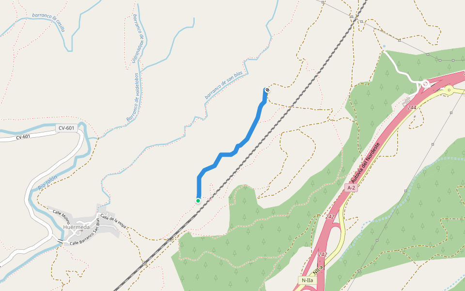 Valdelazarza walking route map in Huérmeda