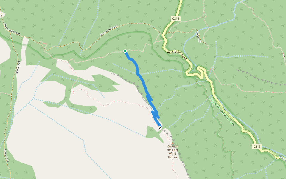 Mt Rosea Grand Stairway Track walking route map in Bellfield
