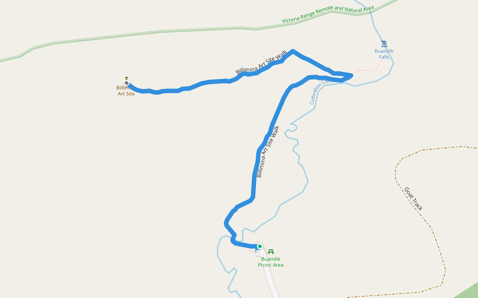 Billimina Art Site Walk walking route map in Glenisla