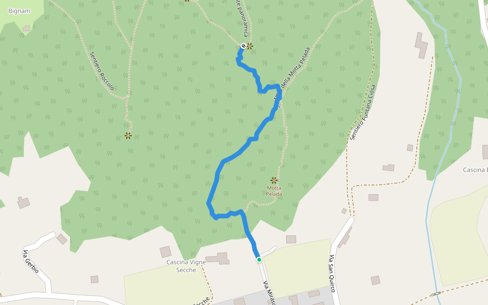 Sentiero delle Vigne Secche walking route map in Angera