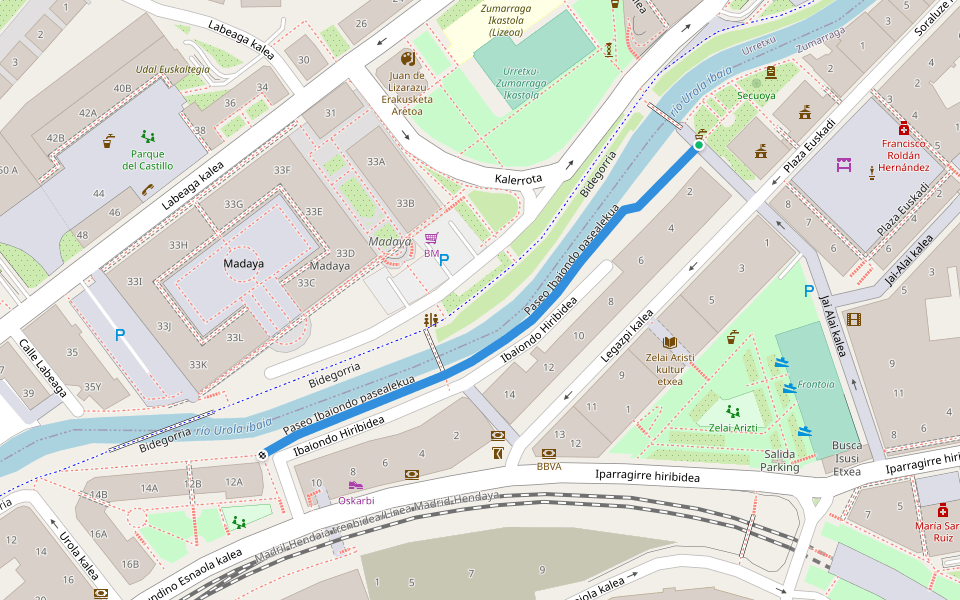 Paseo Ibaiondo pasealekua walking route map in Zumarraga