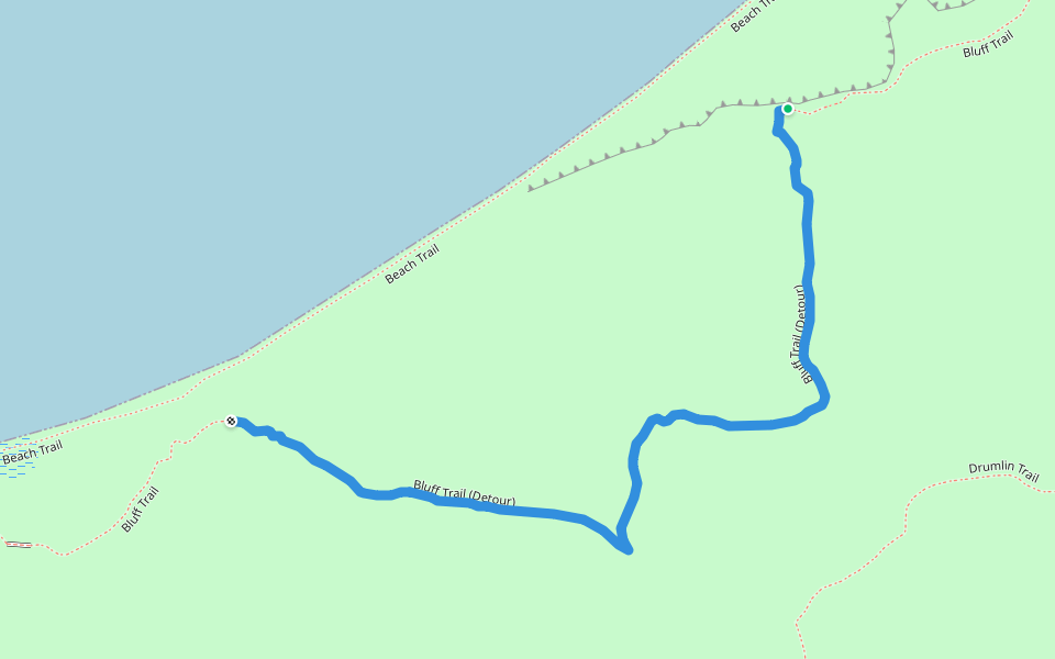 Bluff Trail (Detour) walking route map in Wolcott