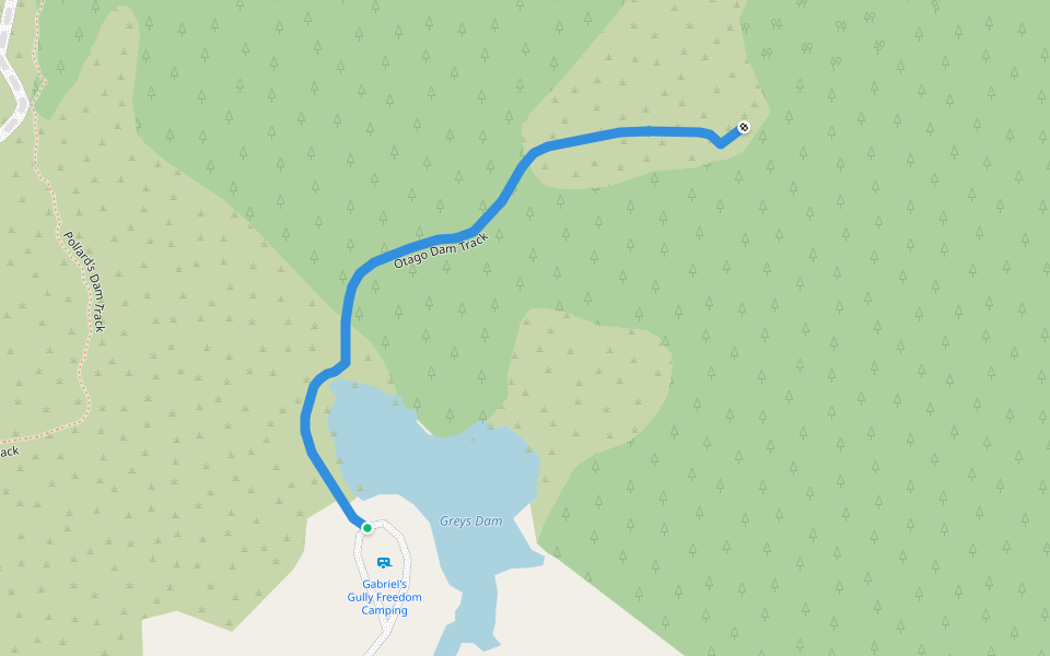 Otago Dam Track walking route map in Gabriels Gully