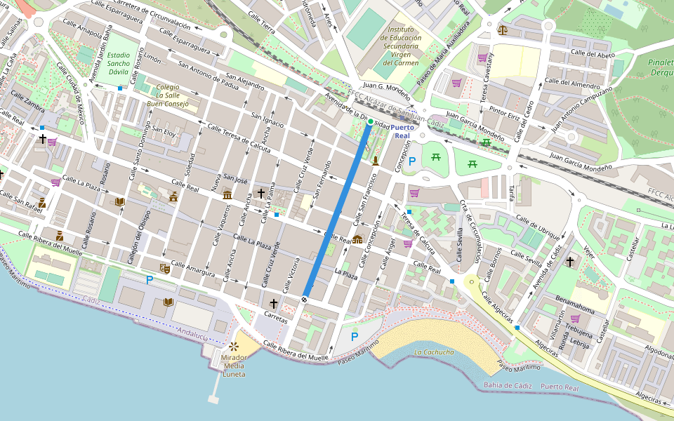 Sagasta walking route map in Puerto Real