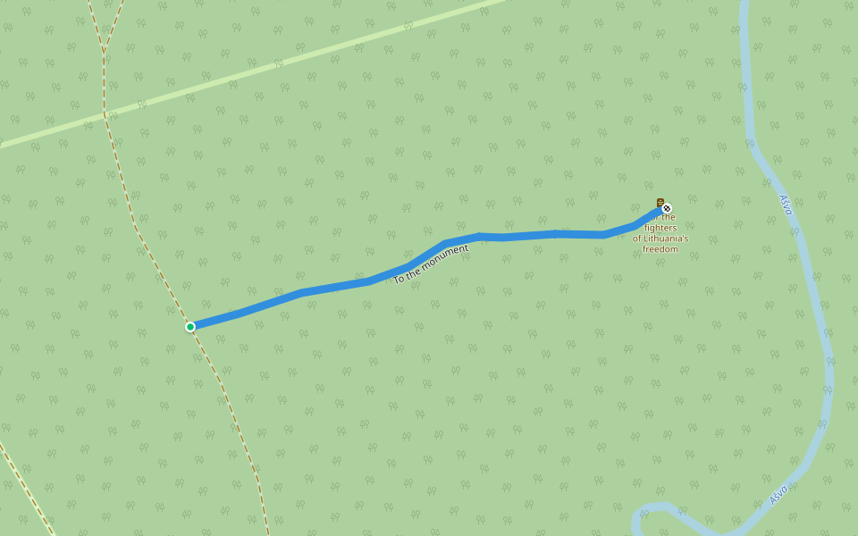 To the monument walking route map in Inkakliai
