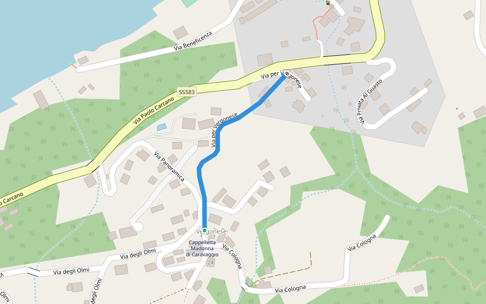 Via per Vergonese walking route map in Bellagio