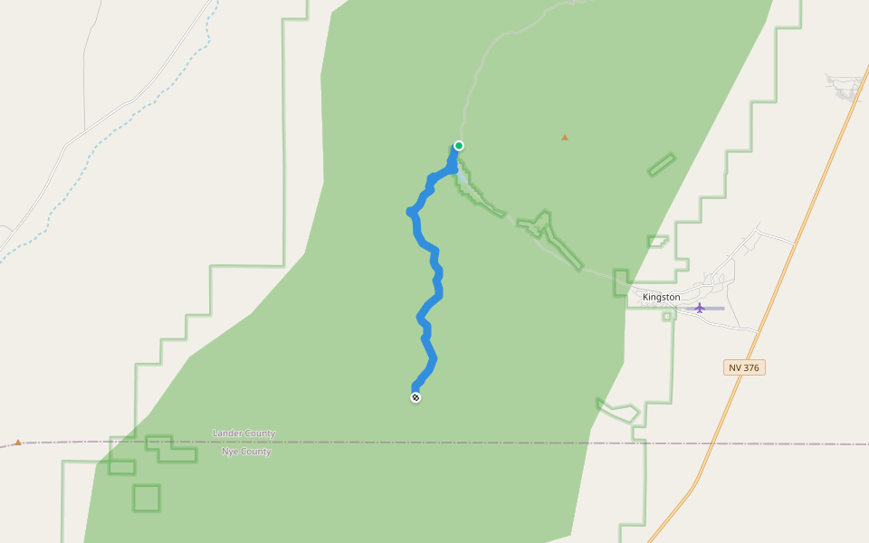 Toiyabe Crest Trail walking route map in Austin