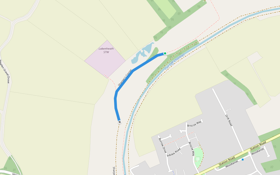 Sharper's Corner walking route map in Lakenheath
