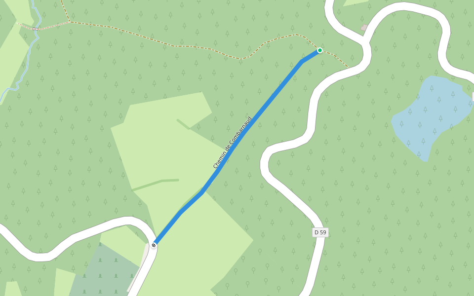 Chemin de Combarnaud walking route map in La Nouaille