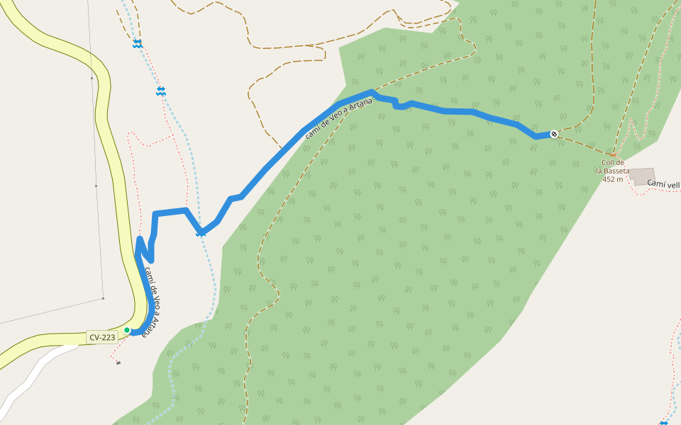 camí de Veo a Artana walking route map in L'Alcúdia de Veo