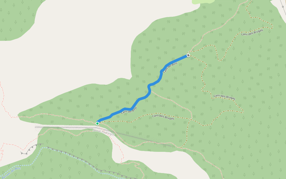 Camí del Bosc walking route map in Sant Esteve de la Sarga