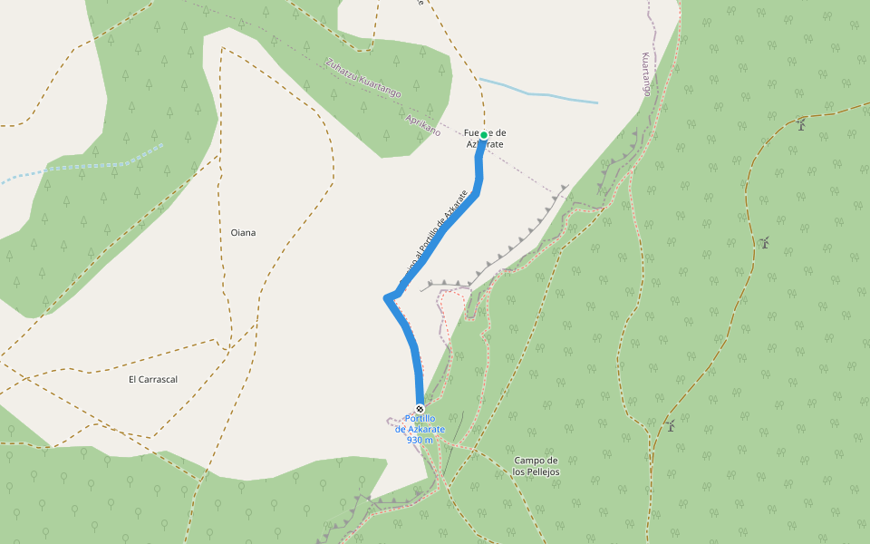 Camino al Portillo de Azkarate walking route map in Zuhatzu Kuartango