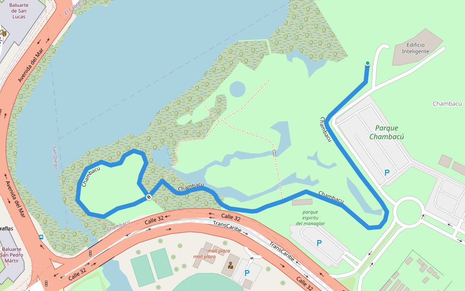 Chambacu walking route map in Arenal