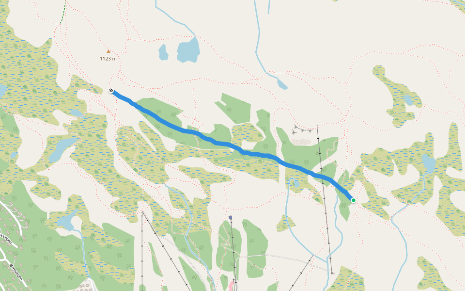 Skogstien walking route map in Beitostølen