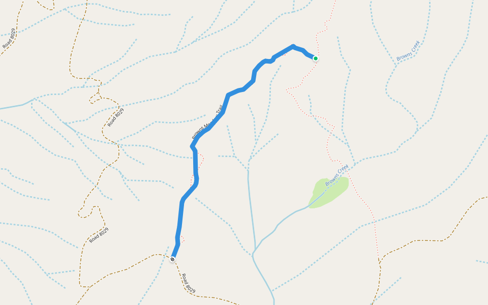 Browns Meadow Trail walking route map in Bass Lake