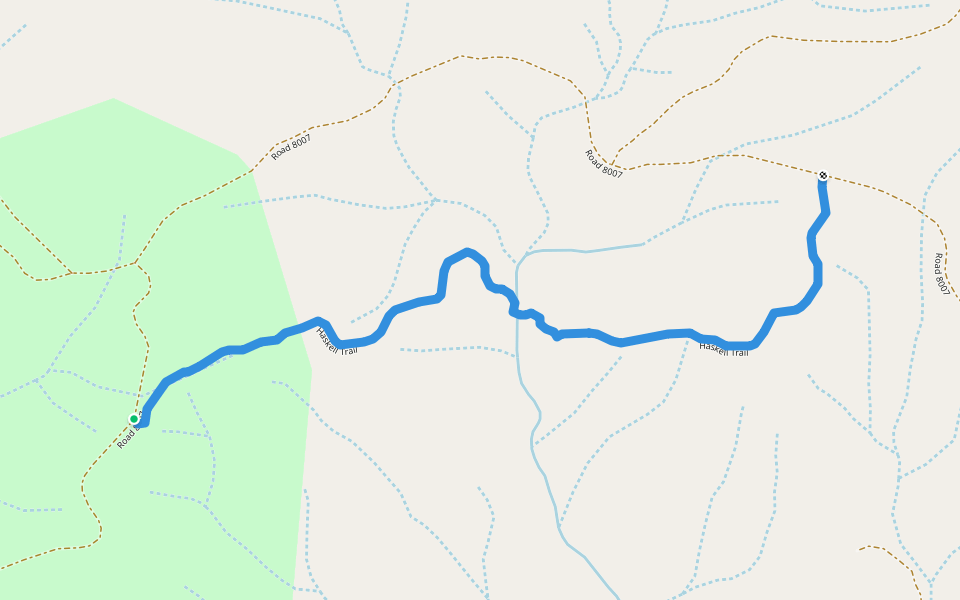 Haskell Trail walking route map in Bass Lake