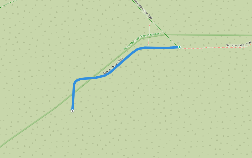 Serrano Road Trail walking route map in Malibu