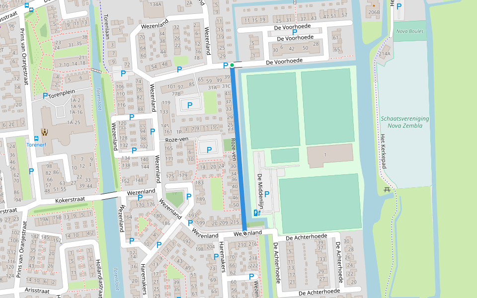 Roze-ven walking route map in Wormer
