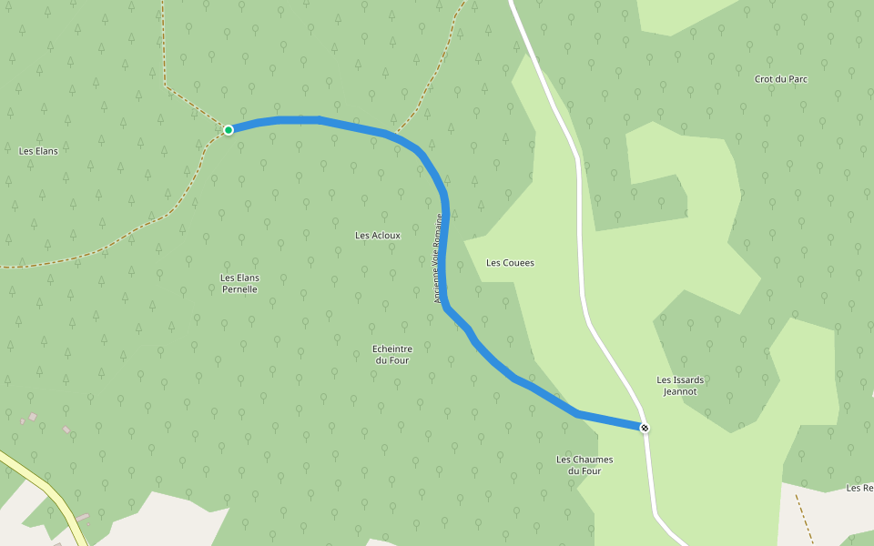 Ancienne Voie Romaine walking route map in Planchez