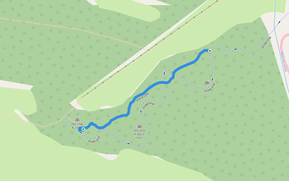 Hard line walking route map in Nová Bystřice