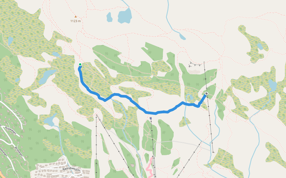 Myrstien walking route map in Beitostølen
