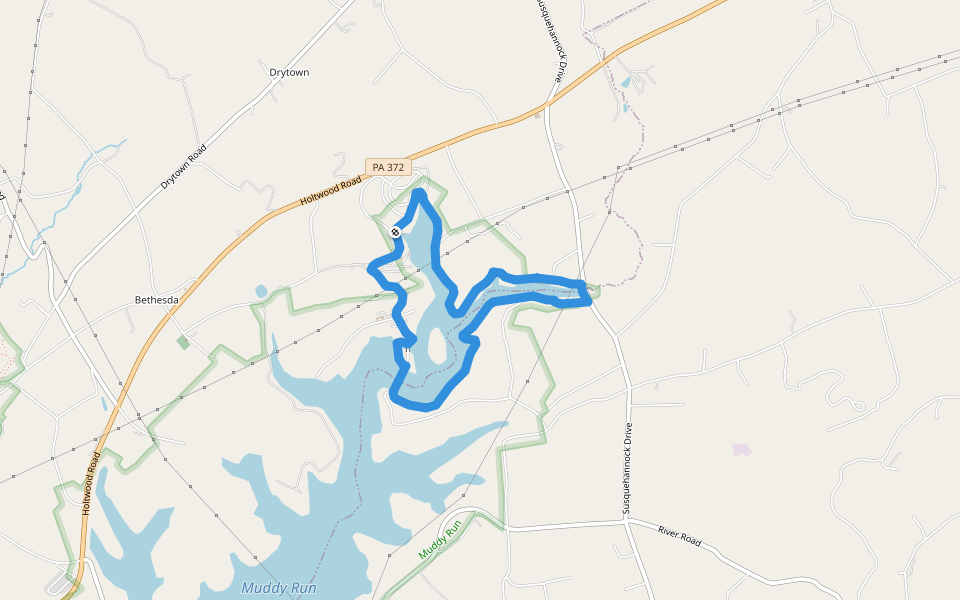Lakeshore Trail walking route map in Holtwood