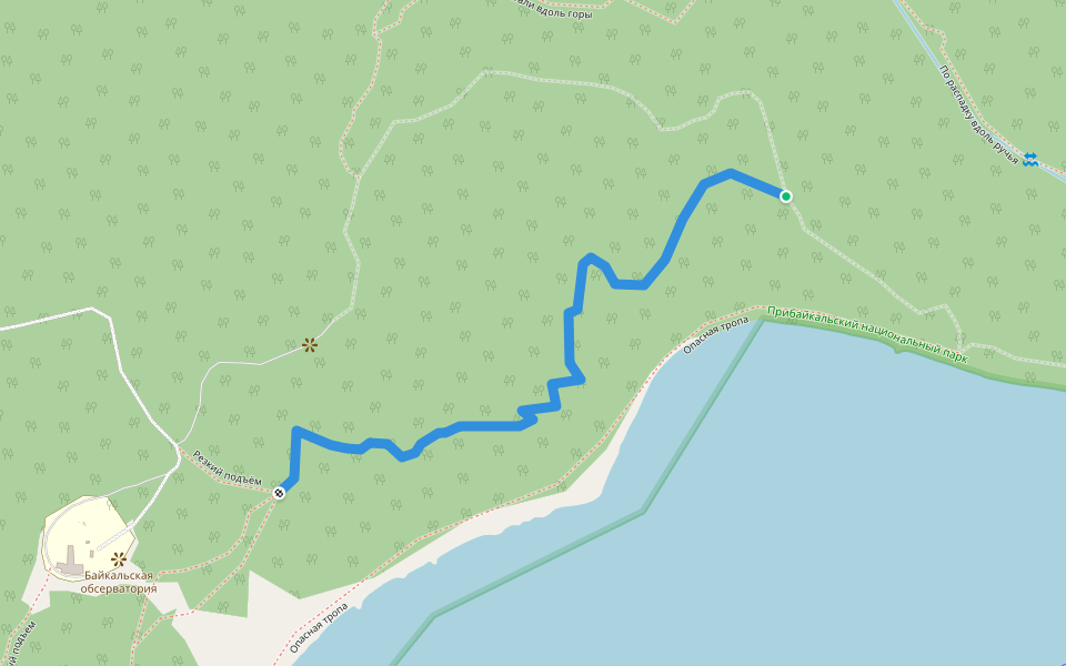 Не опасна горизонталь вдоль склона walking route map in Listvyanka
