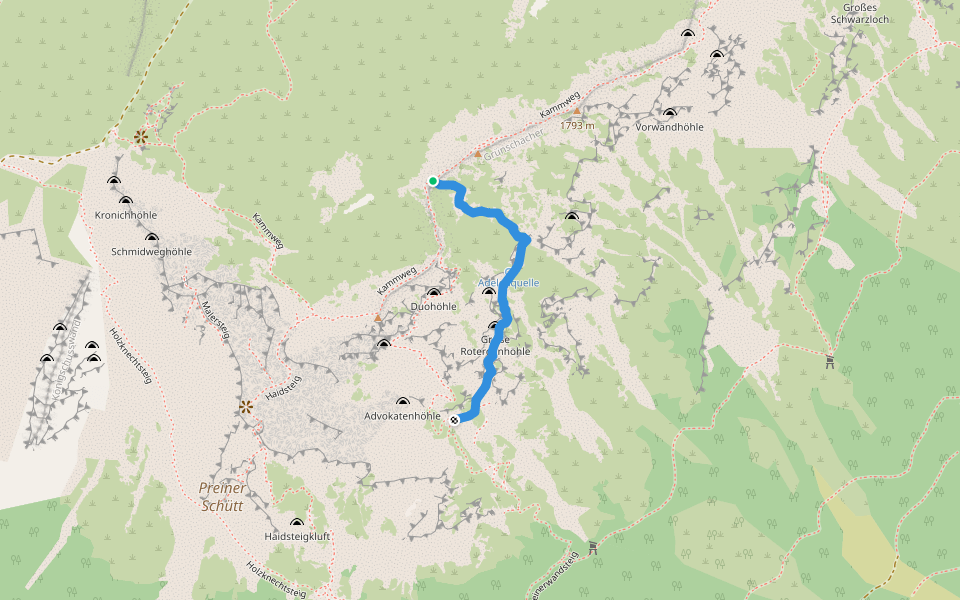 Roterdensteig walking route map in Großau