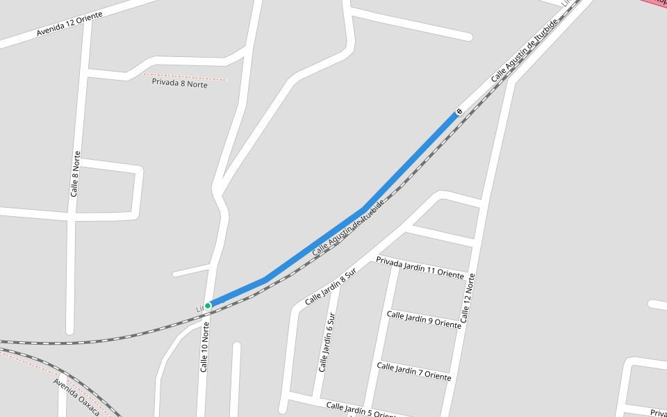 Calle Agustín de Iturbide walking route map in Amozoc de Mota