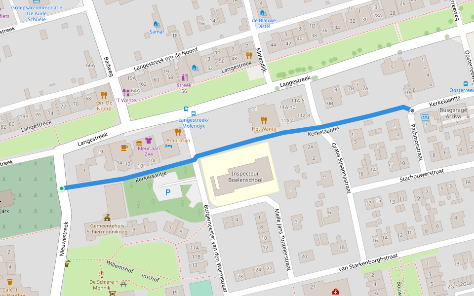 Kerkelaantje walking route map in Schiermonnikoog