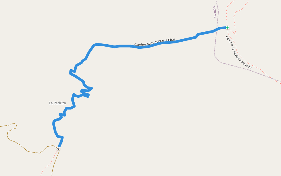 Camino de Higueras a Cirat walking route map in Torralba del Pinar