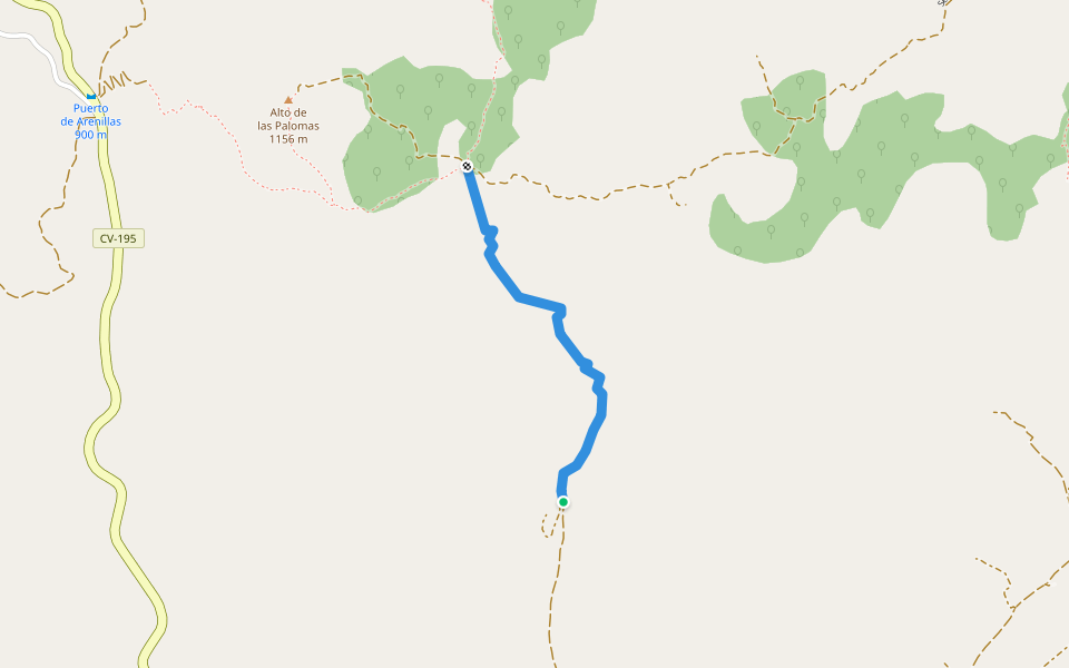 Camino Paso a la Sierra walking route map in Caudiel