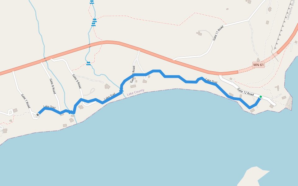 Lake Trail walking route map in Two Harbors