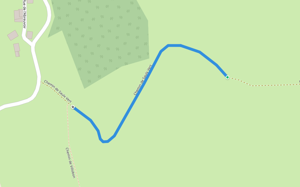 Chemin de Saulx Vert walking route map in Sainte-Colombe
