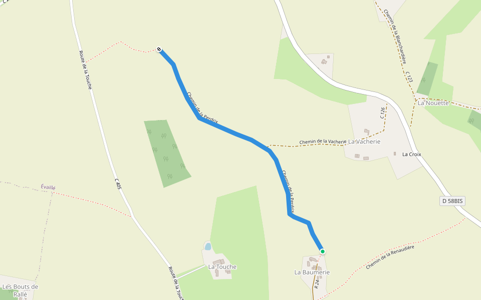 Chemin de la Perdrix walking route map in Val-d'Étangson