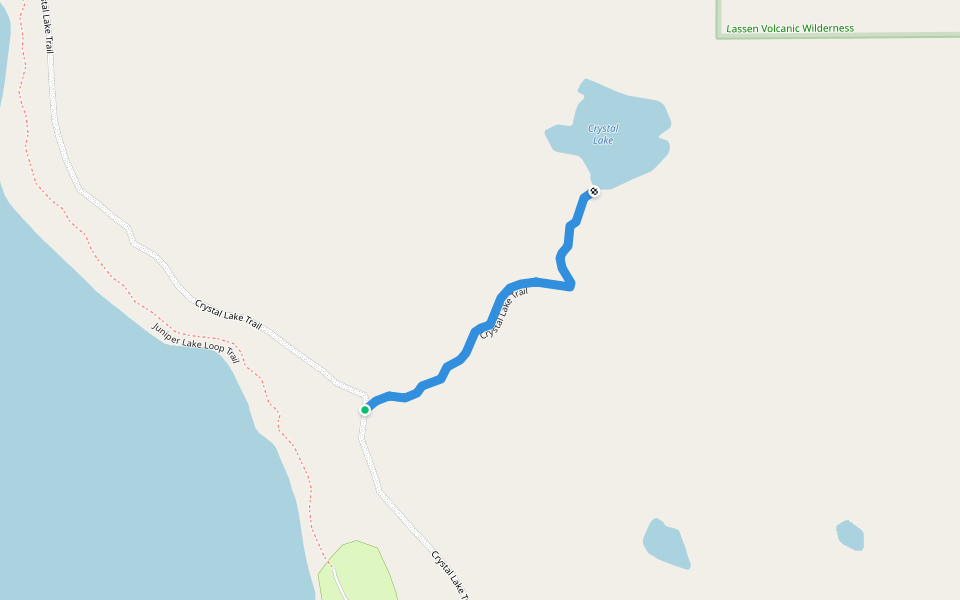 Crystal Lake Trail walking route map in Warner Valley